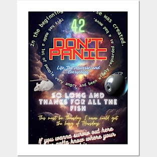 Don't Panic Hitchhiker's Guide to the Galaxy Posters and Art